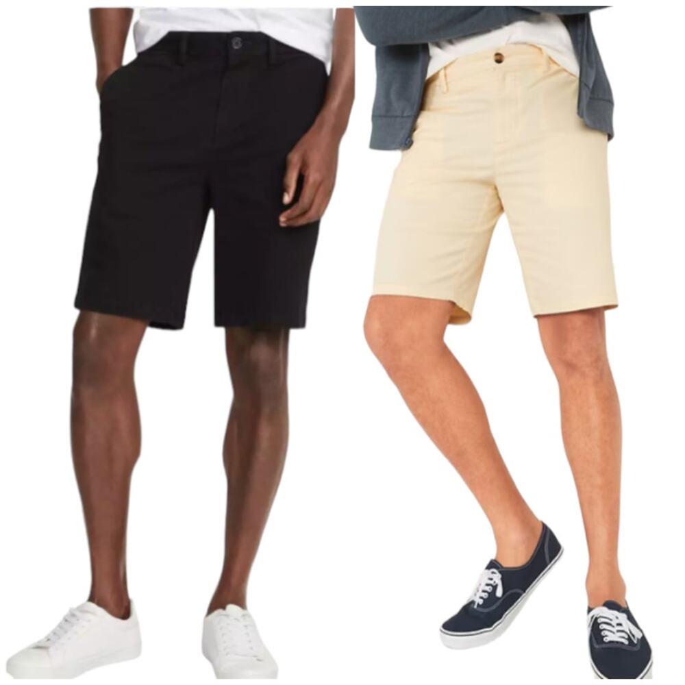 Old Navy Black & Blue/White Striped  Chino Shorts Mens 40 Ultimate Slim Bundle
